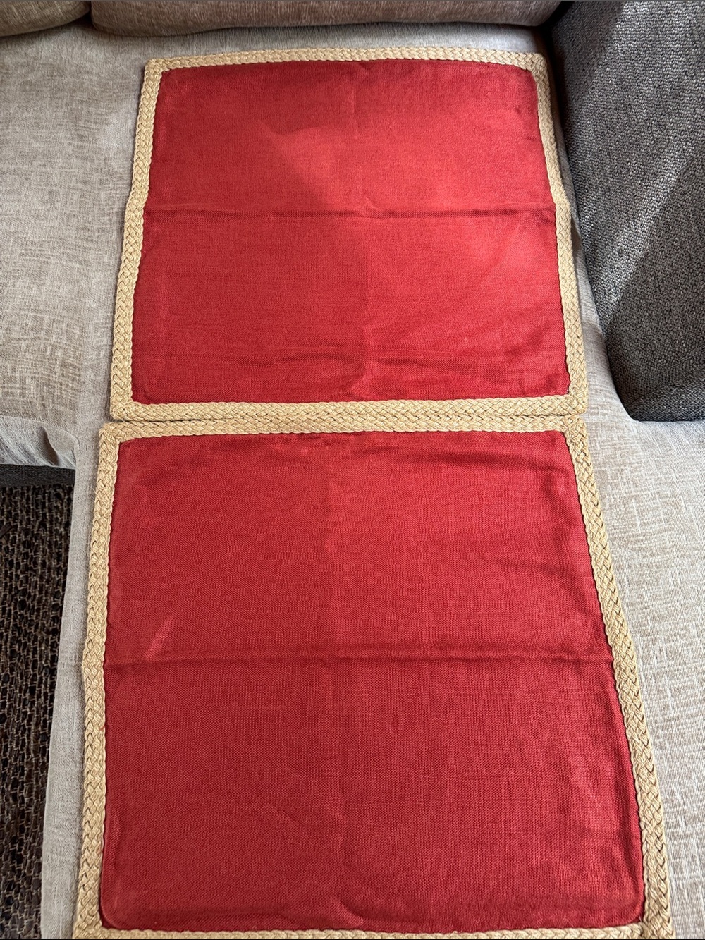 Pottery Barn Rust 20"x20" Linen & Jute Pillow Covers - set of 2